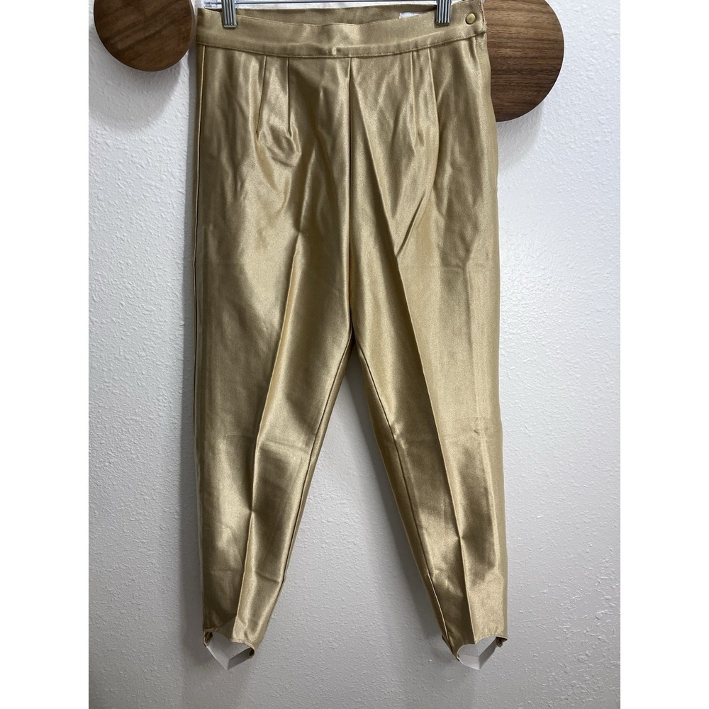 Vintage 1980s David David Gold Lame Stirrup Pants Womens Size 14‎ Made In USA
